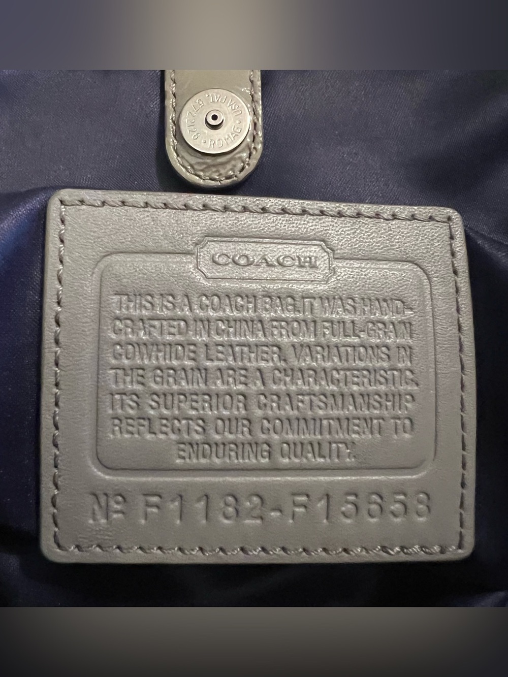 Like New Coach Signature Stitch Framed Carryall Shoulder Bag with Kisslock—Gray - Picture 9 of 16